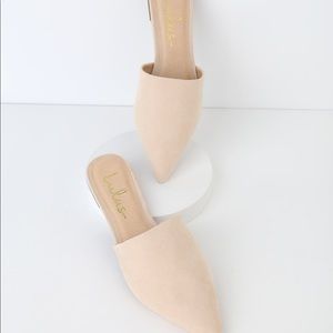 Lulus Lorena Nude Suede Pointed Toe Slides